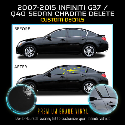 #ad Fit 07 15 Infiniti G35 G37 Q40 Sedan Window Chrome Delete Blackout Glossy Black $32.50