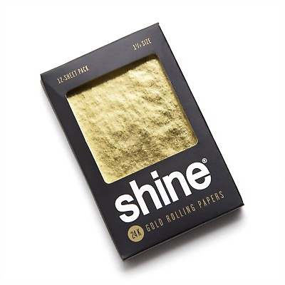 #ad NEW Shine 12 Sheet Pack 24K Karat Gold Rolling Paper Papers Package QUICK SHIP $34.99