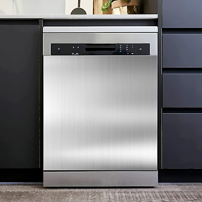 #ad Brushed Stainless Steel Dishwasher Magnet Cover Kitchen Decorative Fridge $65.99