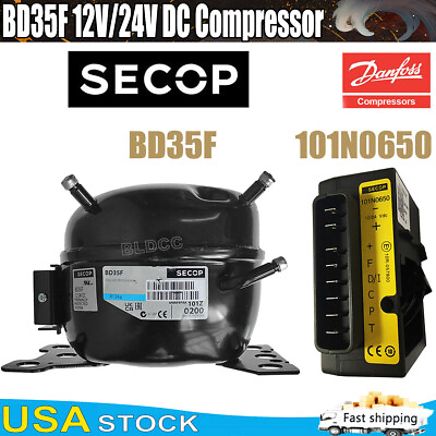 #ad 12V 24V Danfoss Secop BD35F Compressor W 101N0650 Start Unit for Fridge Freezer $99.99