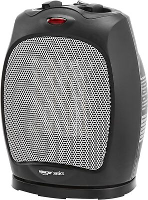 #ad 1500W Oscillating Ceramic Heater with Adjustable Thermostat Black $32.68