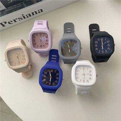 #ad Student Square Watch Fashion Watch Digital Pointer Watch Ladies Silicone Watches $2.78