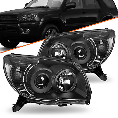 #ad For 2006 2009 Toyota 4Runner Black Headlights Assembly Clear Corner Lamps LR $111.99