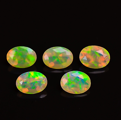 #ad Natural Welo Ethiopian Opal 5 Pcs Faceted Cut Oval Shape Gemstone 2 Ct 7X5X4 mm $39.99
