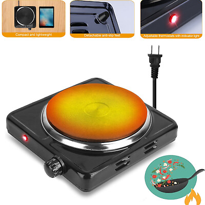 #ad 1500W Electric Camping Single Burner Hot Plate Portable Heating Cooking Stove $28.54