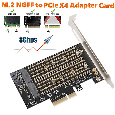 #ad M.2 NGFF to Desktop PCIe x4 x8 x16 NVMe SATA Dual SSD PCI Express Adapter Card $9.98