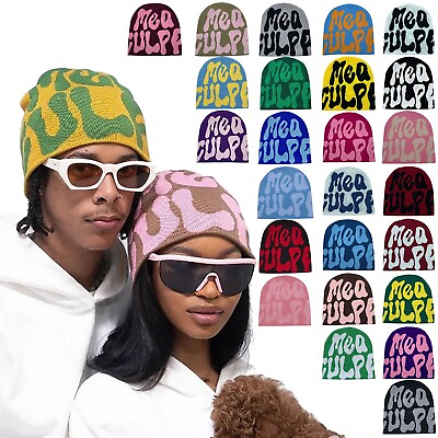 #ad New Fashion Men Women Knitting Beanies Hat Cap Mea Culpa Hip Hop Cap Knitwear $7.99