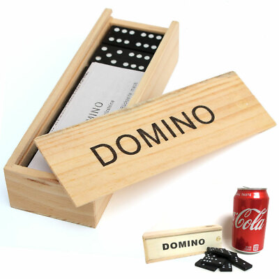 #ad 28 Pcs Domino Game Wooden Boxed Traditional Classic Blocks Play Set Toy Gift New $7.63