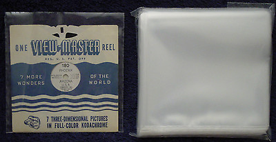 #ad 100 VIEW MASTER SLEEVES Pack Clear 2.5mil ARCHIVAL Safe for REEL in Paper Sleeve $10.99
