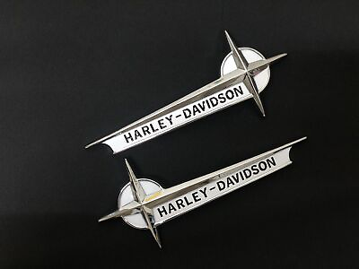 #ad #ad For Harley Vintage Style Gas Fuel Tank Emblems Badges Touring Softail Fatboy New $99.00