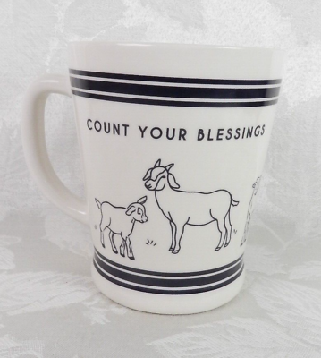 #ad Coffee Tea Mug Goats quot;Count Your Blessingsquot; White Ceramic Goat Farmer Gift $11.99