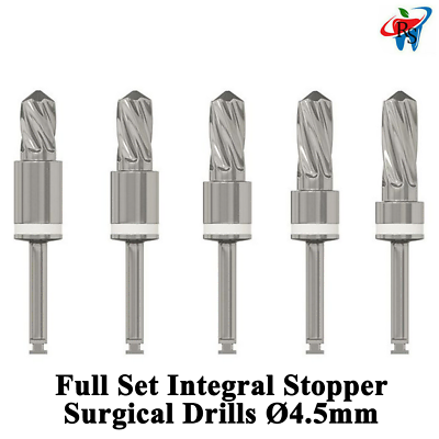 #ad 5pcs Dental Integral Stopper Surg ical Drill Ø4.5mm Tools Burs Full Set $345.00