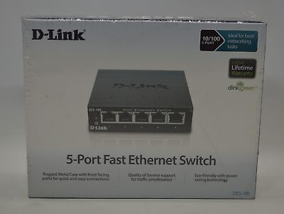 #ad D Link DES 105 5 Port Fast Ethernet Switch 10 100 Mbps Each Energy Saving Green $8.09