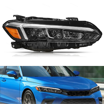 #ad Headlight Fits 2022 2023 Honda Civic Sport Touring LED Passenger Right Black $219.36