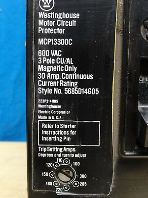#ad Westinghouse Circuit Breaker Model MCP13300C 3 Pole 30 Amp 600 Vac NEW $39.99