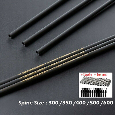 #ad SP300 600 Archery 33quot; Pure Carbon Shafts .003 Inserts Nocks DIY Carbon Arrow $37.59
