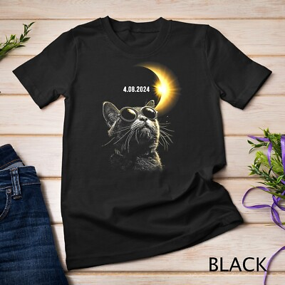 #ad Solar Eclipse 2024 Shirt Total Eclipse April 8th 2024 Cat T Shirt Unisex T shirt $16.99