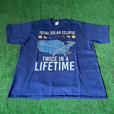 #ad Port Company Twice In A Lifetime Solar Eclipse 2017 2024 Blue T Shirt Size 2XL $15.00