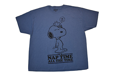 #ad Peanuts Mens Snoopy amp; Woodstock It#x27;s Nap Time All The Time Shirt New 3XL4XL5XL $9.99