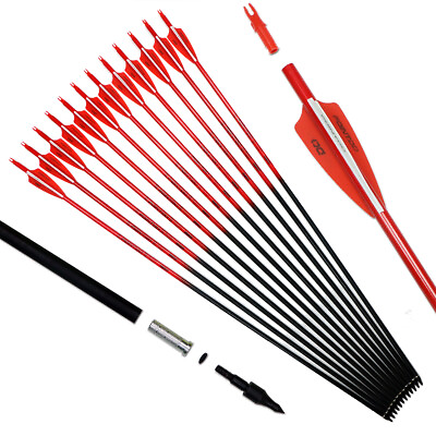 6Pcs 30quot; Carbon Spine 500 Targe Arrow for Compound Recurve Bow Archery Hunting $24.48