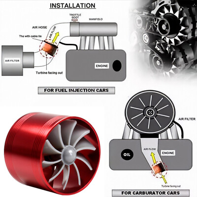 #ad US STOCK Turbonator Air Intake Single Fan Turbine Gas Saver Fuel Turbo Red $21.69