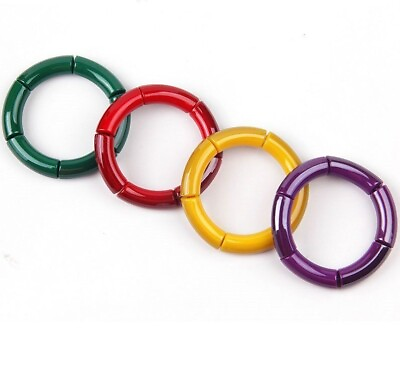#ad Tube Beads Acrylic Bracelet Elastic Bangle Wrist Band Cuff Jewelry Accessory 1pc $9.93