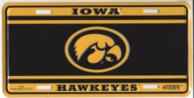 #ad Iowa Hawkeyes Logo Black and Yellow License Plate $12.99