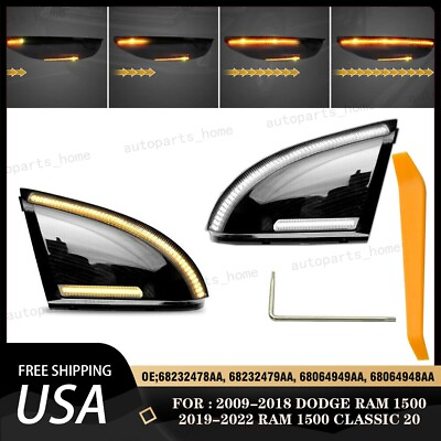 #ad For Dodge RAM 1500 3500 Sequential LED Side Mirror Turn Signal Light Puddle Lamp $35.99