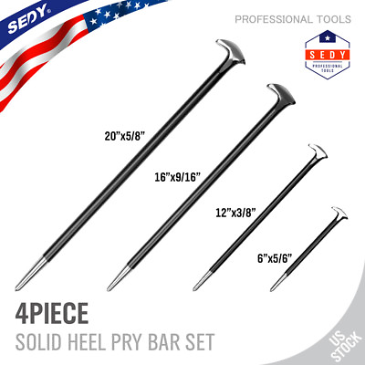 #ad 4pc Steel Heel Pry Bar Set 6quot; 13quot; 16 20quot; Aligning End Toe Crow Foot Rolling Head $19.49