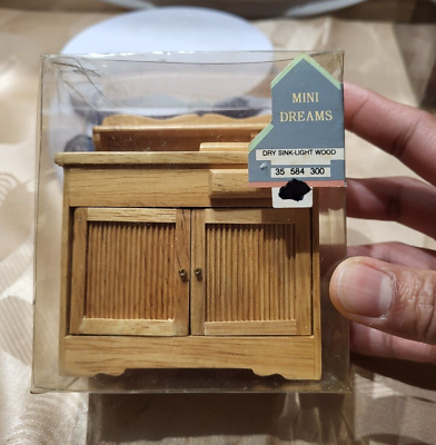 #ad Miniature Dollhouse Dry sink light wood mini dreams NIB $25.00