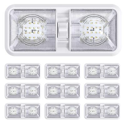 #ad 10 Pack Rv Led Ceiling Double Dome Light Fixture With On off Switch Interior Lig $69.36
