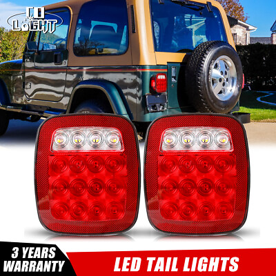 #ad 2x 16 LED Tail Light Rear Brake Turn Reverse For Jeep Wrangler CJ7 YJ Trailers $23.99