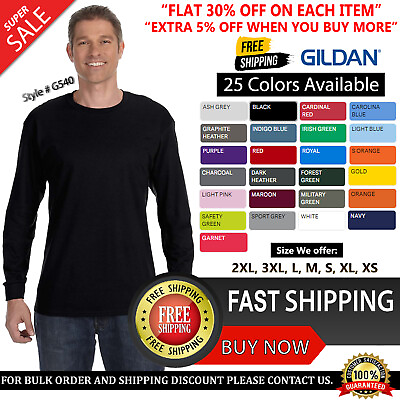 Gildan Cotton Long Sleeve T Shirt Mens Blank Casual Plain Sports T Shirt G540 $20.11