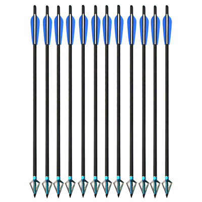 20quot; Crossbow Bolts Carbon Shafts with 100Gr Broadhead Arrowhead Crossbow Hunting $22.99