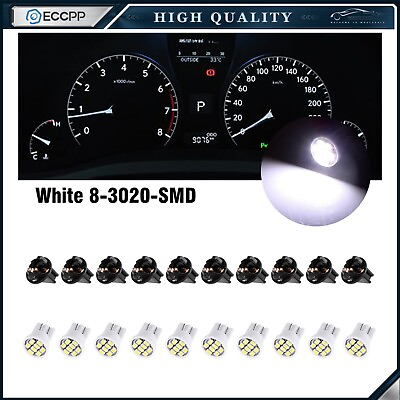 #ad 10pcs 194 Super White T10 Instrument Panel Cluster Dash LED Light Bulb W Socket $9.49