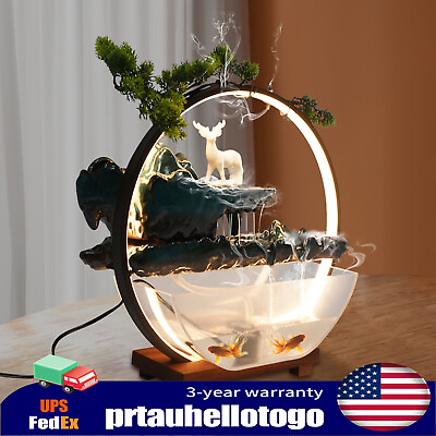 #ad Indoor Waterfall w LED Light Ring Fish Tank amp; Mister Tabletop Water Fountains $79.80