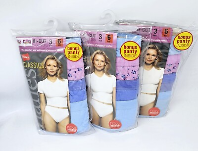 #ad Hanes Womens Classics Tagless Hi Cut Panties Underwear 12 Pair Size 6 $24.99