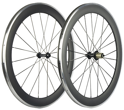 #ad 700C Alloy Brake Surface 38 50 60 80mm Carbon Wheelset Carbon Wheels Road Bike $370.00