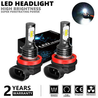 #ad H11 LED Headlight Super Bright Bulbs Kit White 6000K 330000LM High Low Beam A $10.07