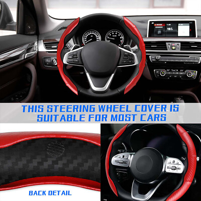 #ad Carbon Fiber Style Leather Car Steering Cover Wheel Booster Cover Non Slip $15.01