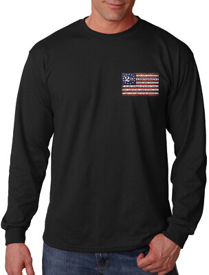 #ad Men#x27;s Chest 2ND Amendment USA Flag Long Sleeve Black T Shirt Army Gun Rights NRA $17.99