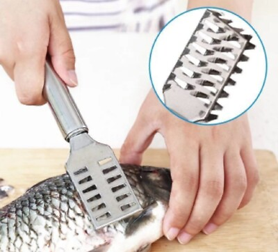 #ad Stainless Steel Fish Scaler Brush Efficient Scales Scraper Skin Remover Tool $6.50