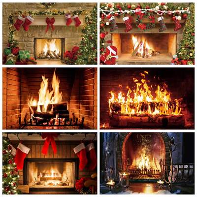 #ad Winter Wall Fireplace Christmas Photography Backdrop Background For Photo Studio $44.99