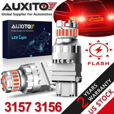 #ad AUXITO 3157 3156 LED Brake Tail Rear Turn Signal Blinker Light Bulb Lamp Red 2X $14.31