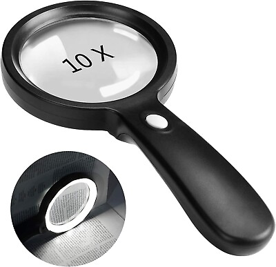 #ad 10X Magnifying Glass Light Jumbo Handheld Magnifier Large LED Illuminated Lens $18.79