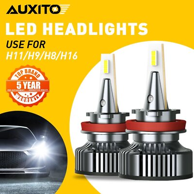 #ad #ad 2X AUXITO H8 H9 H11 LED Headlight Kit Low Beam Bulbs CANBUS Y13 Noiseless 6000K $52.24