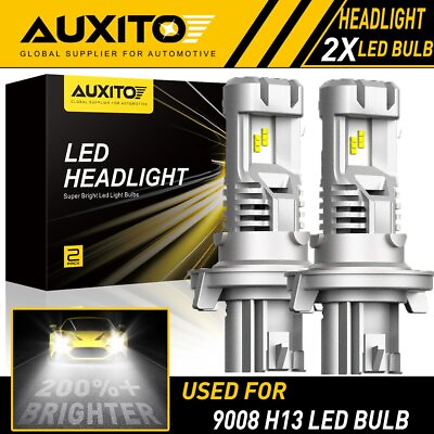 #ad 2X AUXITO LED H13 9008 Headlight Kit Hi Low Beam Bulbs White 6500K High Power M3 $40.99