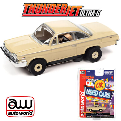 #ad Auto World Thunderjet Ok Used Cars 1962 Chevrolet Bel Air Coupe Tan HO Slot Car $28.99