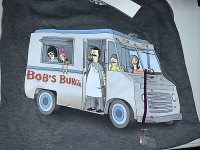 #ad NEW Mens Bob#x27;s Burgers Athletic Fit Graphic Crewneck T Shirt Charcoal Heather XL $11.99