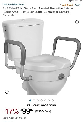 #ad RMS 5quot; Universal Elevated Toilet Seat w Adjustable Adult Disabled Elderly $99 $24.00